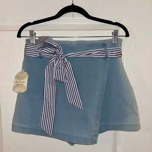 NWT Altar'd State Denim Blue Skort with detachable belt